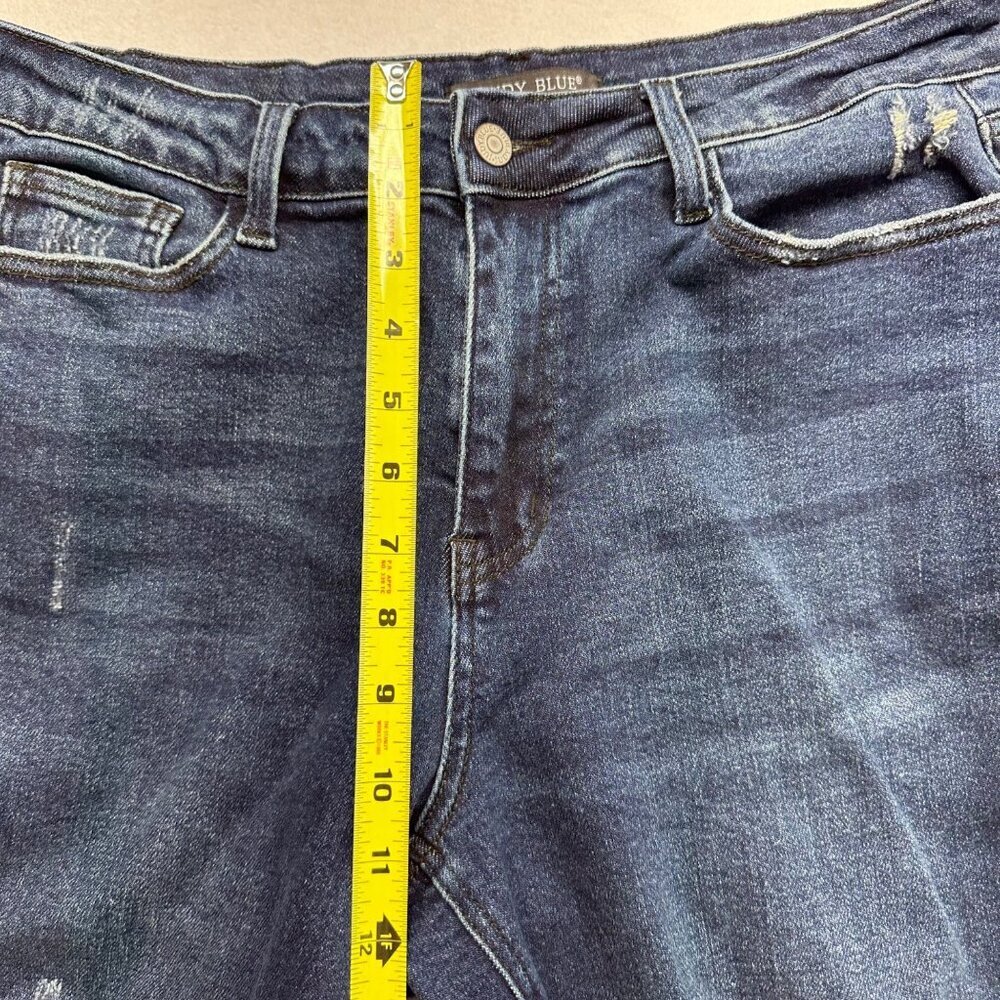 Judy Blue Womens Mid Rise Buffalo Plaid Distressed Jeans Size 14W Stretch Ankle - Picture 12 of 13